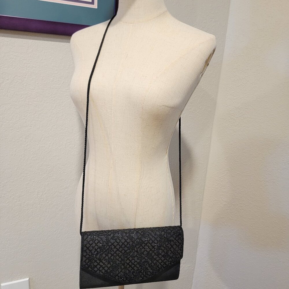 VTG Bechamel Beaded Shoulder Bag.  Black. Excellent Condition. Very Cute! - Picture 2 of 6
